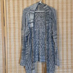 Leo & Nicole Womens XL Cardigan Gray Open Front Loose Knit Boho Coastal Granny